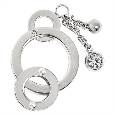 Stainless steel round rings with chain Cubic Zirconia pendant.