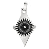 Stainless steel black sun with Greek Key pattern and small Cubic Zirconia on the side pendant.