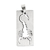 Stainless steel cutout scorpion pendant, back view.