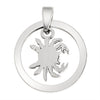 Stainless steel crab pendant, back view.