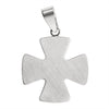 Stainless steel Cubic Zirconia Maltese Cross pendant, back view.