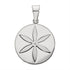 Stainless steel round Cubic Zirconia center flower pendant.