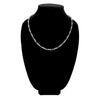Stainless steel hour glass chain necklace on a black velvet bust.
