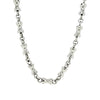 Stainless steel hour glass chain necklace hanging.