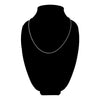 Stainless steel round snake chain necklace on a black velvet bust.