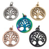 Stainless steel tree of life charm in a variety of different colors.
