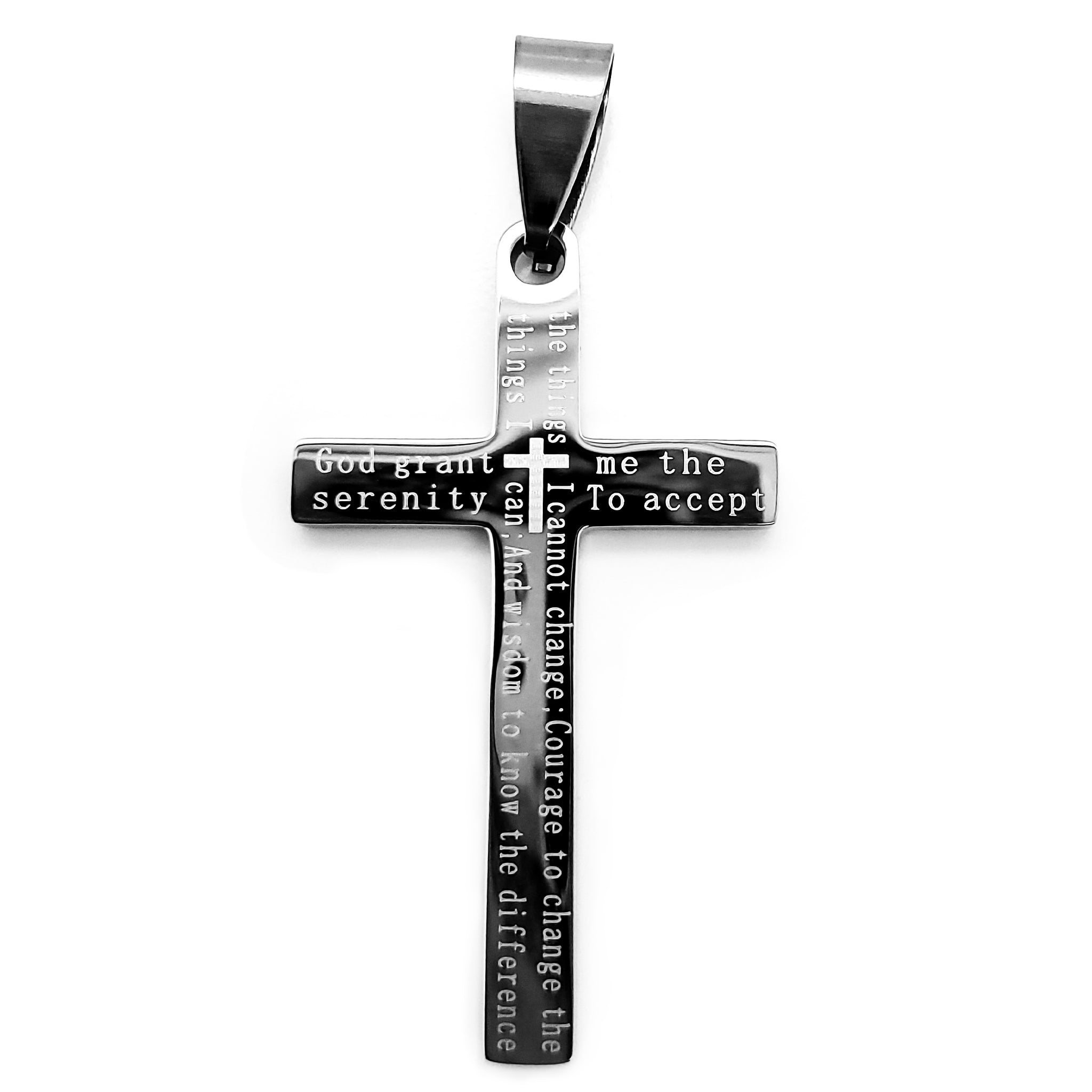 Serenity Prayer Cross Stainless Steel Pendant / PDJ0014-stainless steel jewelry- how to clean stainless steel jewelry- stainless steel jewelry wholesale- mens stainless steel jewelry- 316l stainless steel jewelry