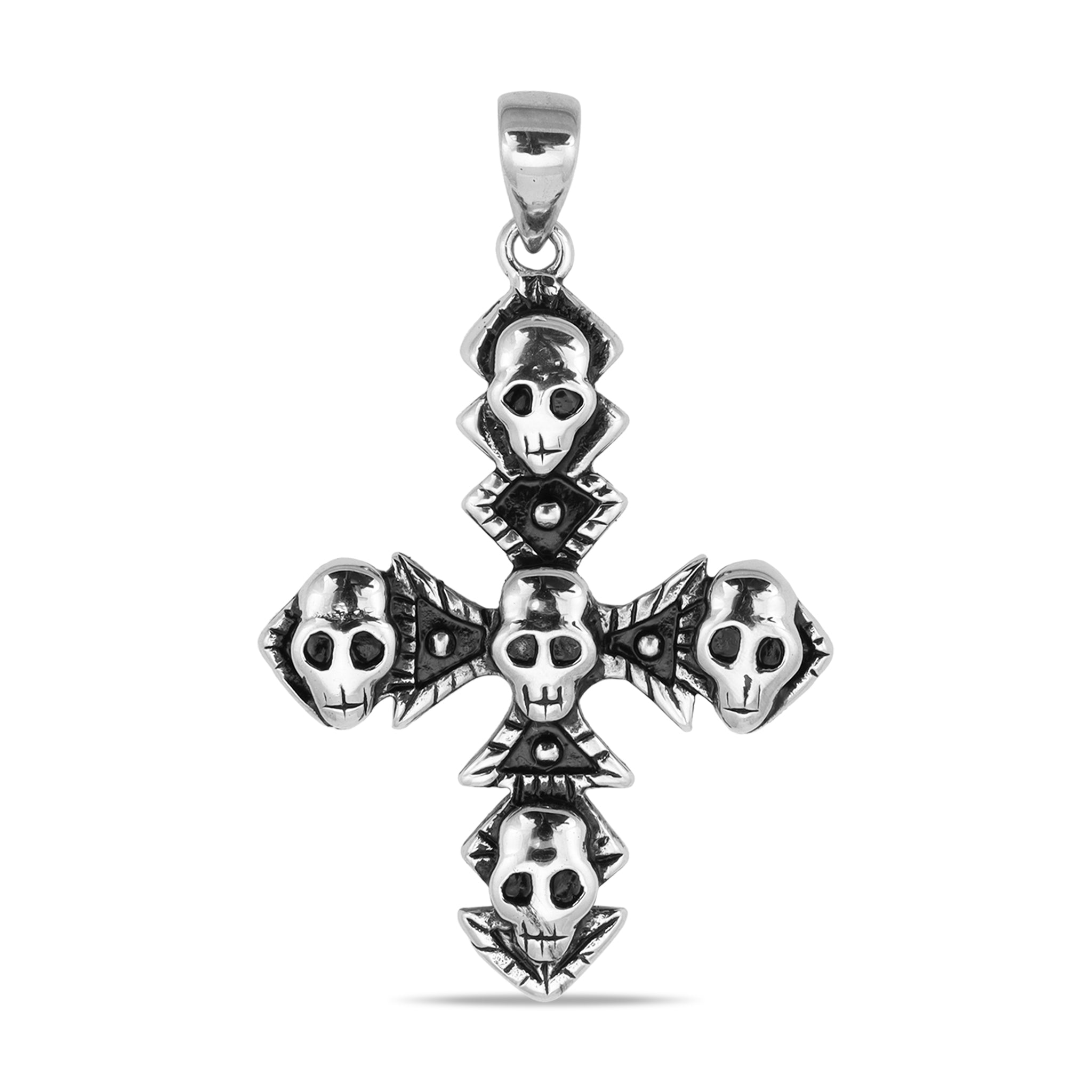 Stainless Steel Multi Skull Cross Pendant / PDK0133