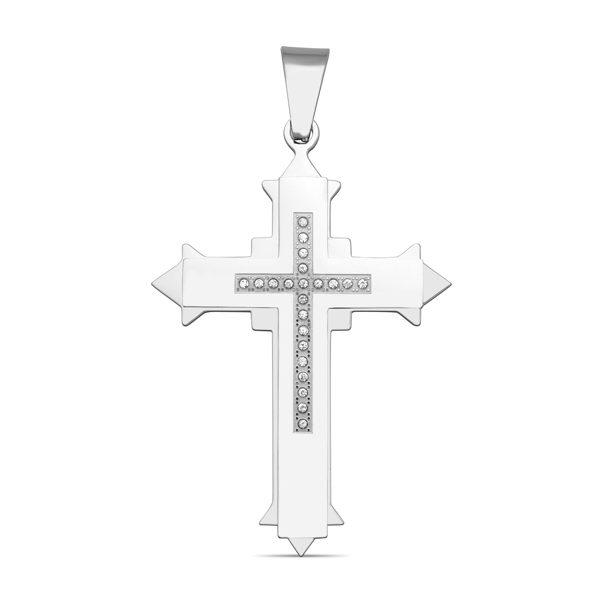 Detailed Stainless Steel CZ Cross Pendant / PDK0221