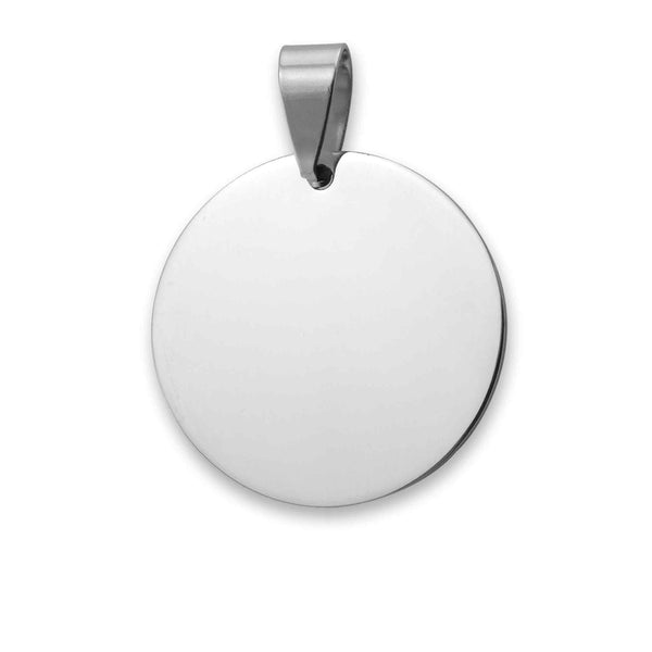 Blank Round Polished Stainless Steel Pendant Engravable