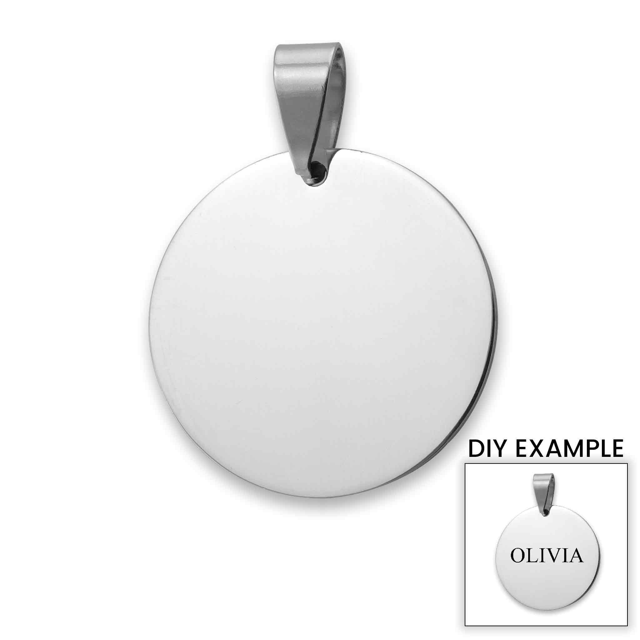 Blank Round Polished Stainless Steel Pendant Engravable
