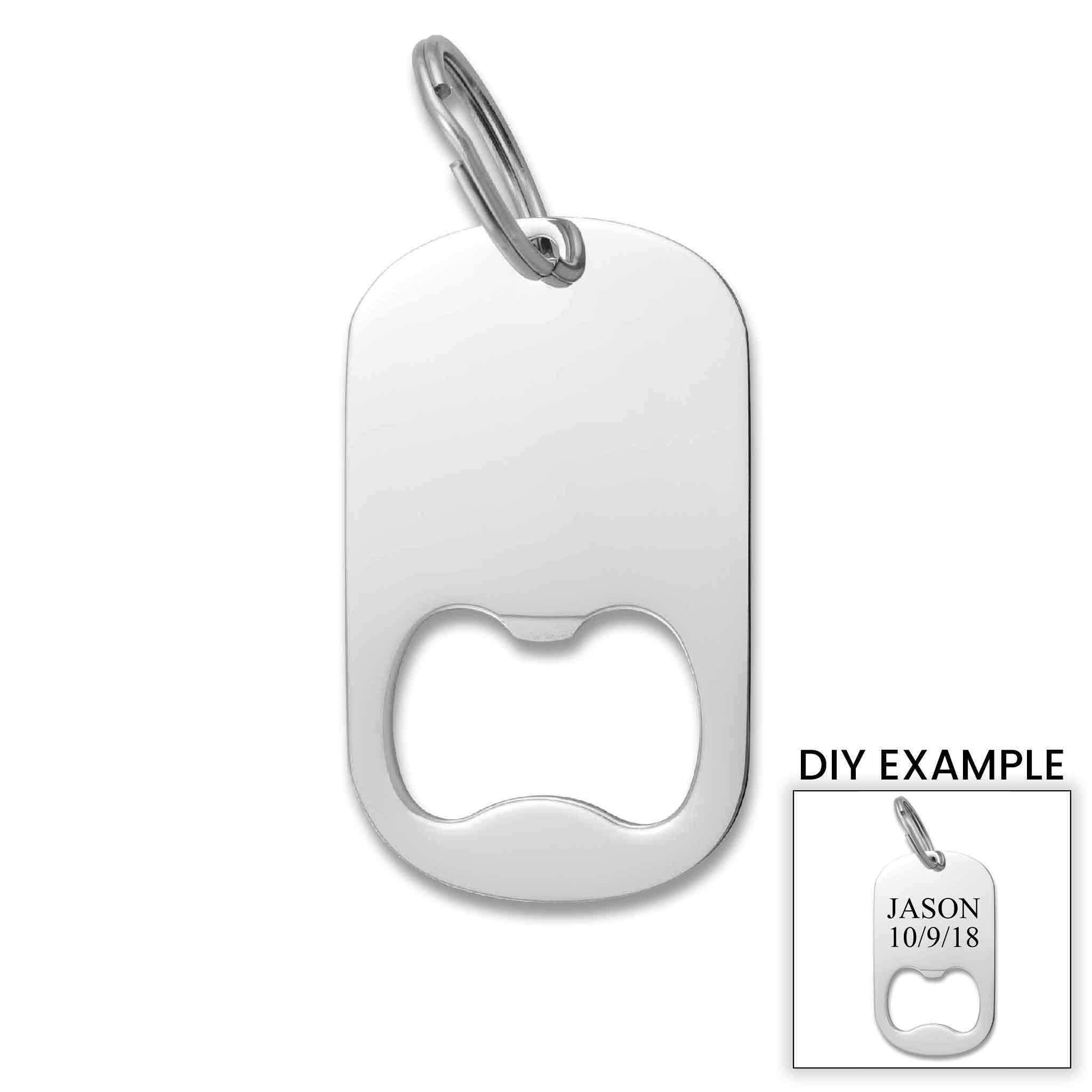Blank Bottle Opener Keychain Polished Stainless Steel Pendant / SBB0017