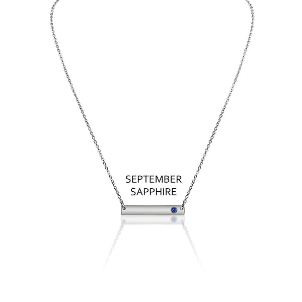 Stainless Steel Bar Birthstone Necklace