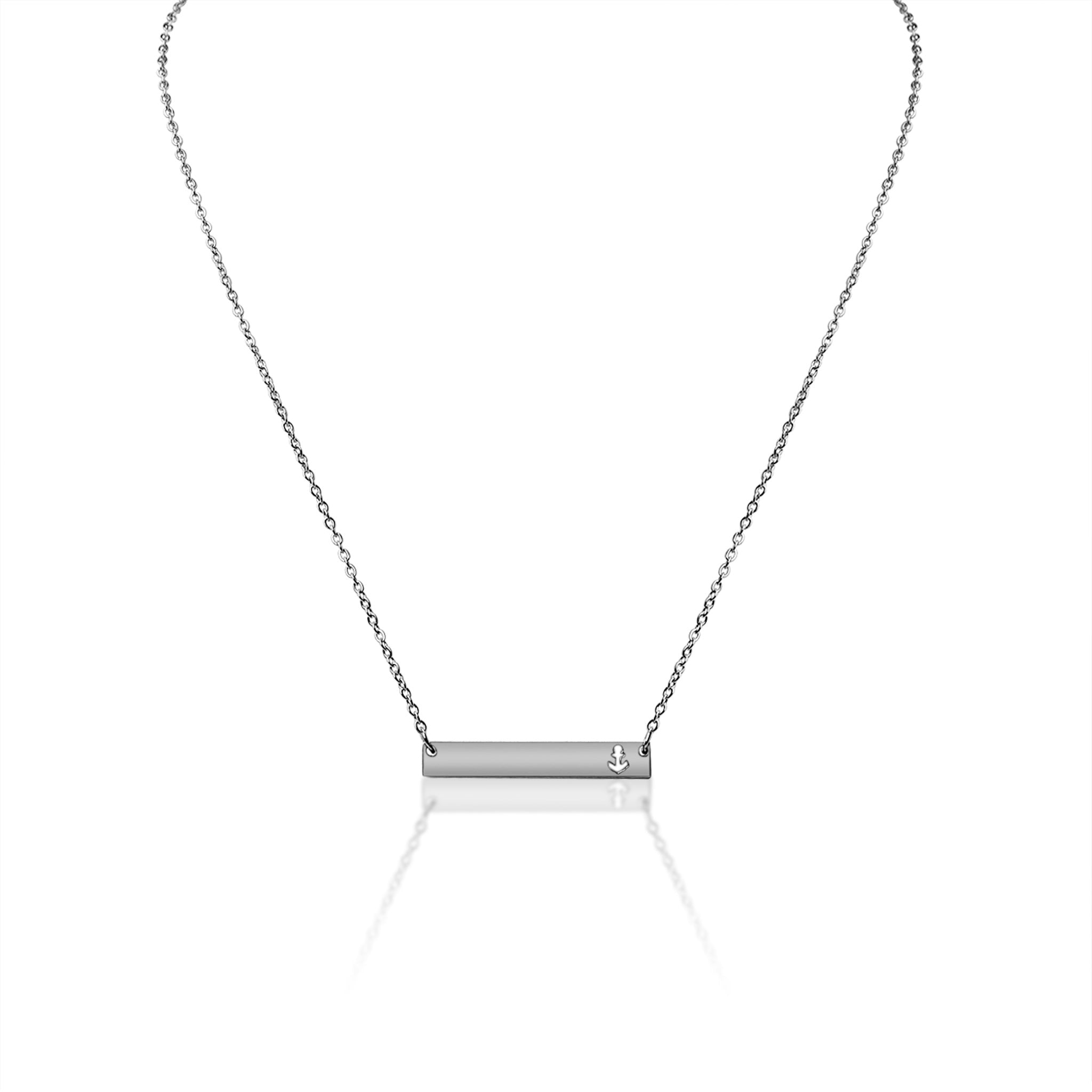 Anchor Cutout Horizontal Stainless Steel Bar Necklace