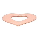 Copper blank heart outline pendant at an angle.