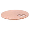 Copper blank round heart cutout pendant at an angle.