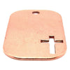 Copper blank cross cutout dog tag pendant at an angle.
