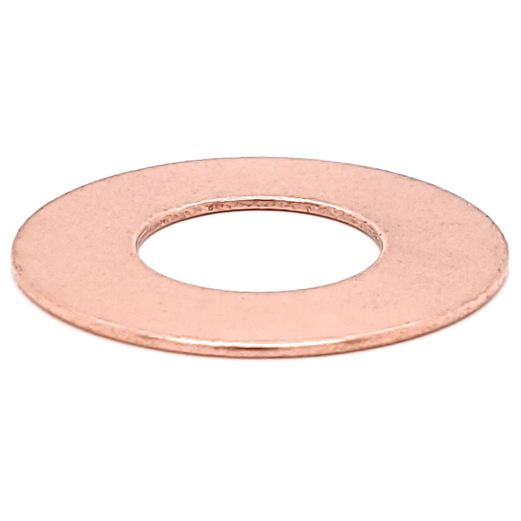 Copper blank washer pendant at an angle.