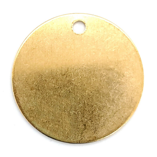 Brass blank round holed pendant.