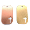 Copper and brass blank cross cutout dog tag pendant.