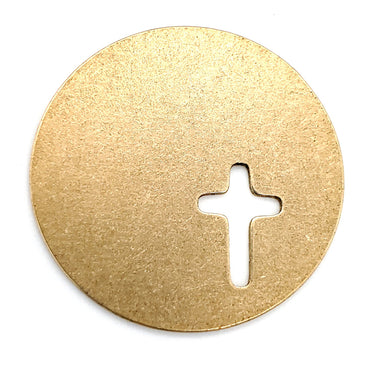 Brass blank round cross cutout pendant