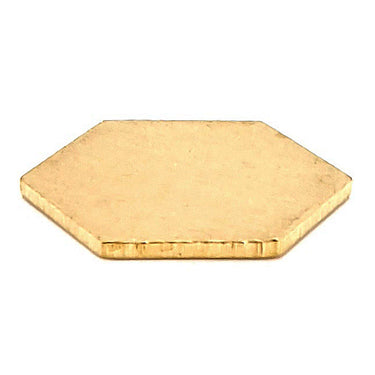 Brass blank hexagon pendant at an angle.