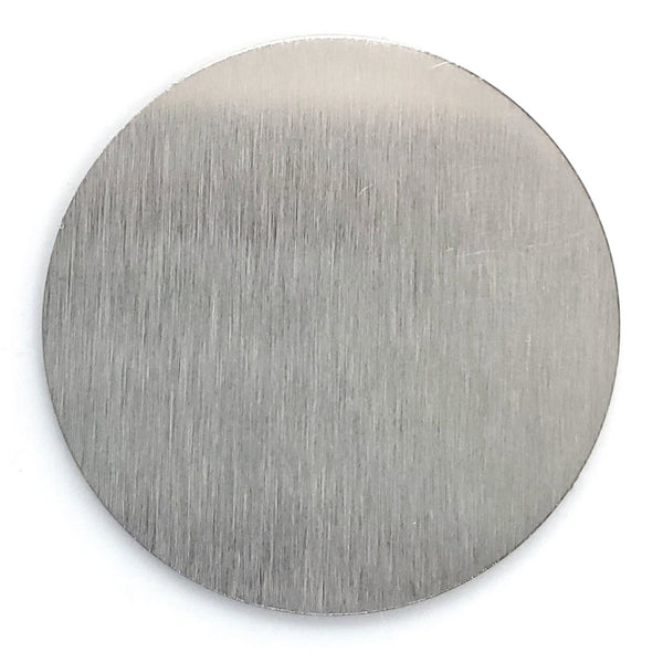 Stainless steel blank round pendant brushed side.