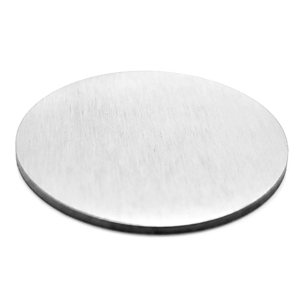 Stainless steel blank oval pendant brushed side at an angle.
