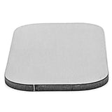 Stainless steel blank rounded rectangle pendant brushed side at an angle.