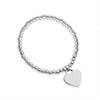 Stainless Steel Engravable Heart Metal Bead Stretch Bracelet