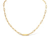 18K Gold Stainless Steel Engravable Paperclip Bar Necklace