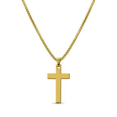 Stainless Steel Engravable Cross Pendant With 24" Rounded Box Chain