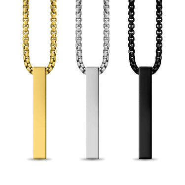 4 Sided Vertical Bar Necklace w/ 24" chain