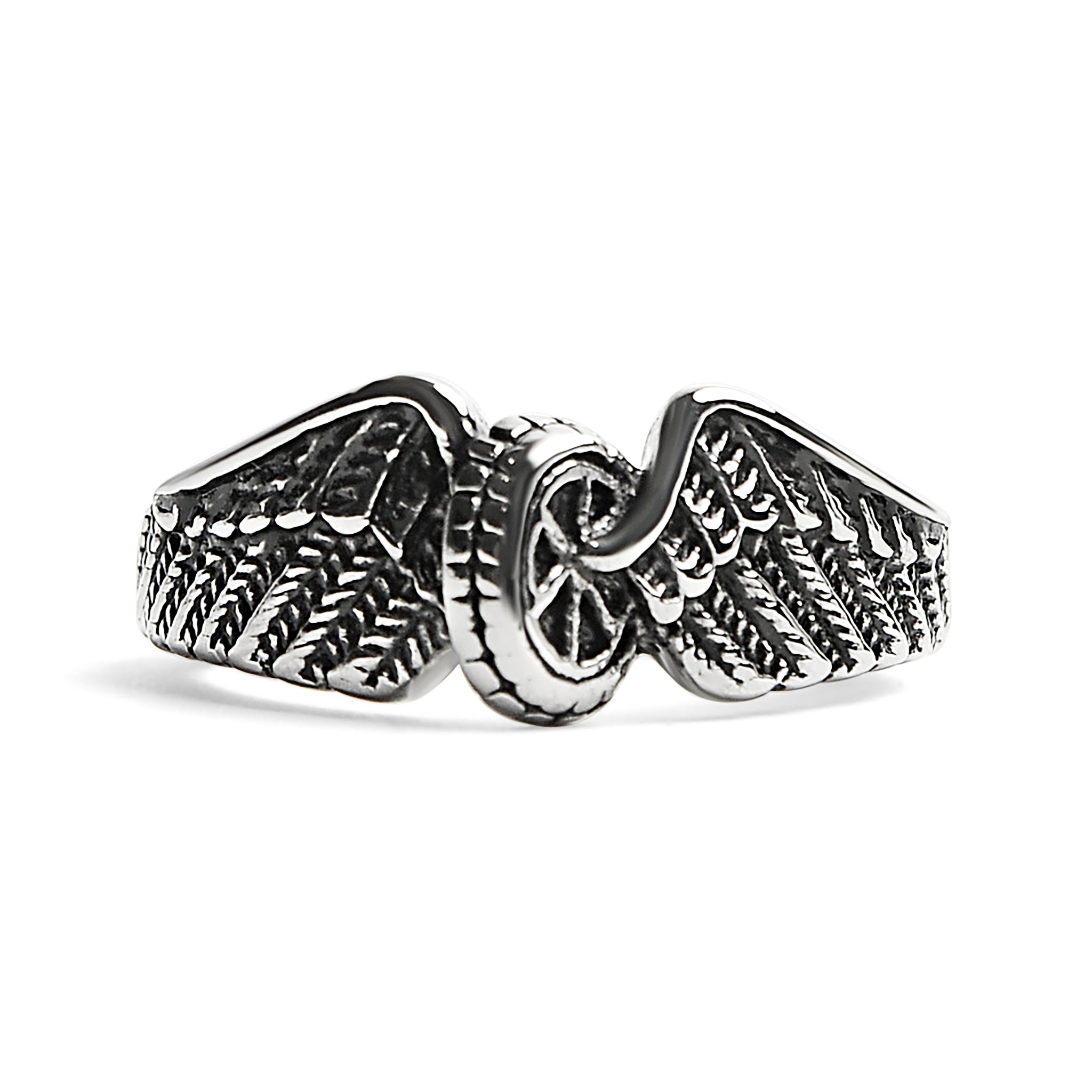 Stainless Steel Polished Winged Wheel Ring / SCR0238