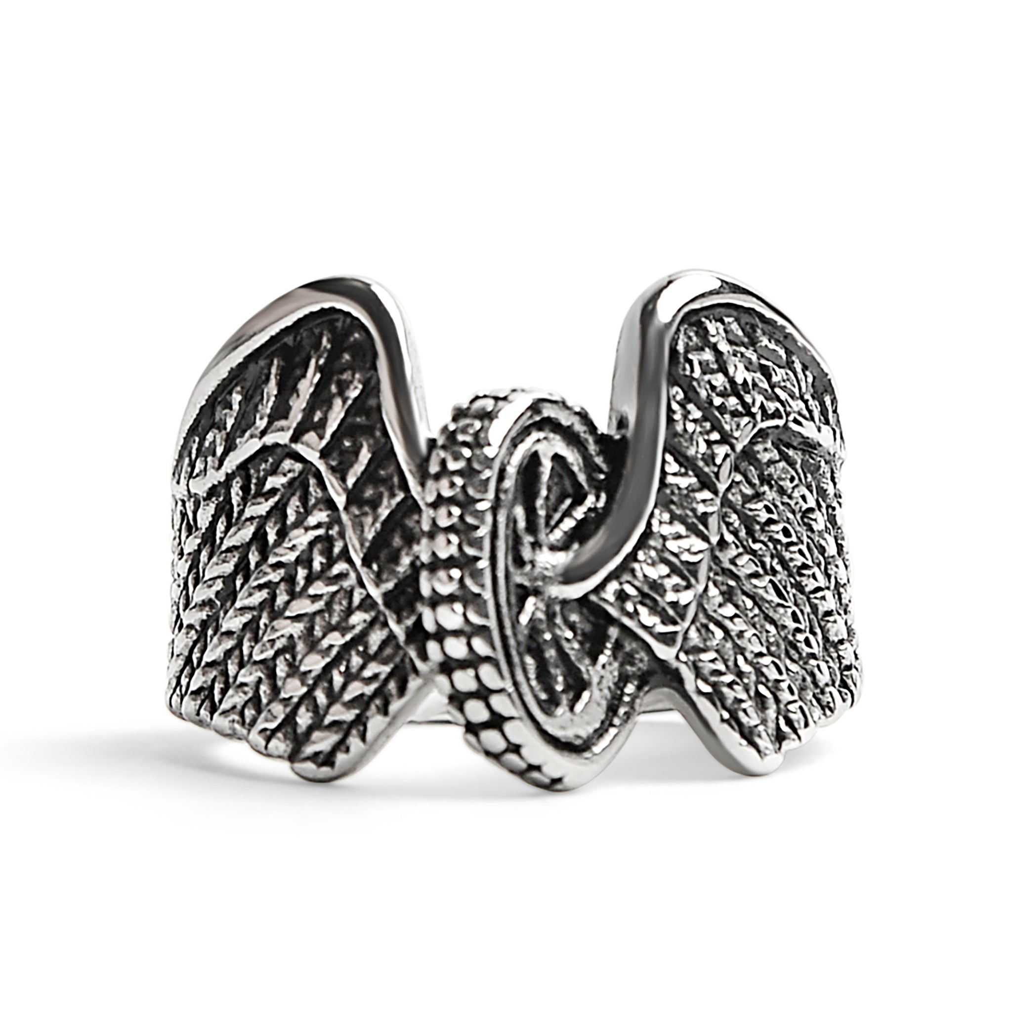 Stainless Steel Polished Winged Wheel Ring / SCR0239