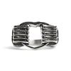 Stainless Steel Polished Heart Gripped By Bone Hands Ring / SCR1002