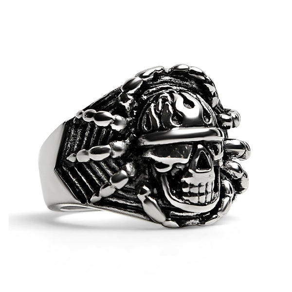 Polished Detailed Skull Stainless Steel Ring / SCR2006
