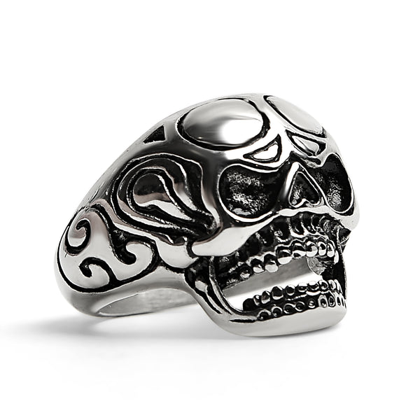 Polished Skull Stainless Steel Ring / SCR2019