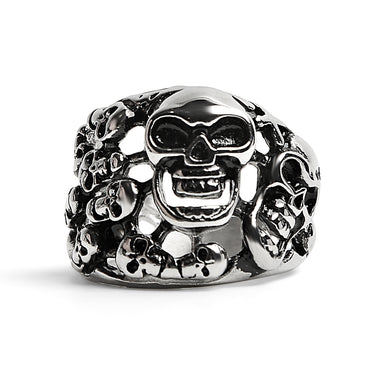 Edelstahl polierte mehrere Schädel Ring/SCR2058