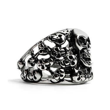 Edelstahl polierte mehrere Schädel Ring/SCR2058