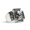 Stainless Steel Polished Skull Maltese Cross Ring / SCR2060