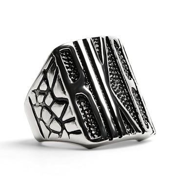 Edelstahl polierte "Biker" Herrenring/SCR2223