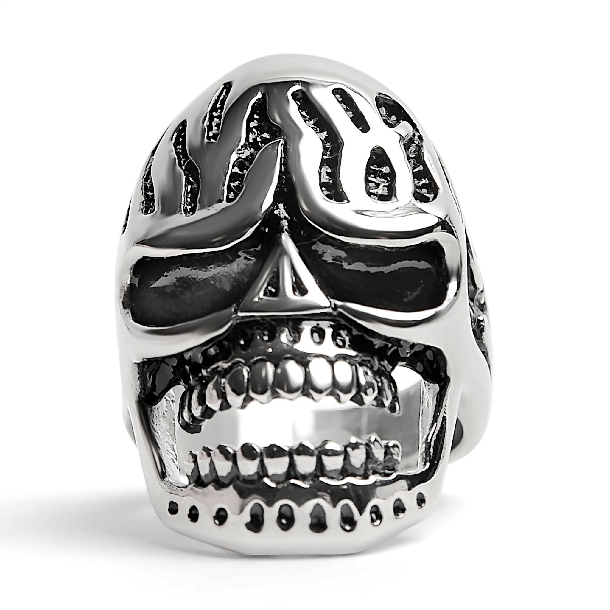 Detailed Skull Stainless Steel Polished Ring / SCR3034