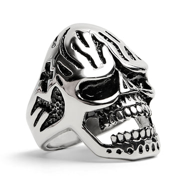Detaillierter Schädel Edelstahl Polished Ring/SCR3034