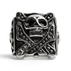 Stainless Steel Polished Studded Skull Signet Ring / SCR3035