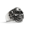 Stainless Steel Polished Cracked Triple Skulls Ring / SCR3038