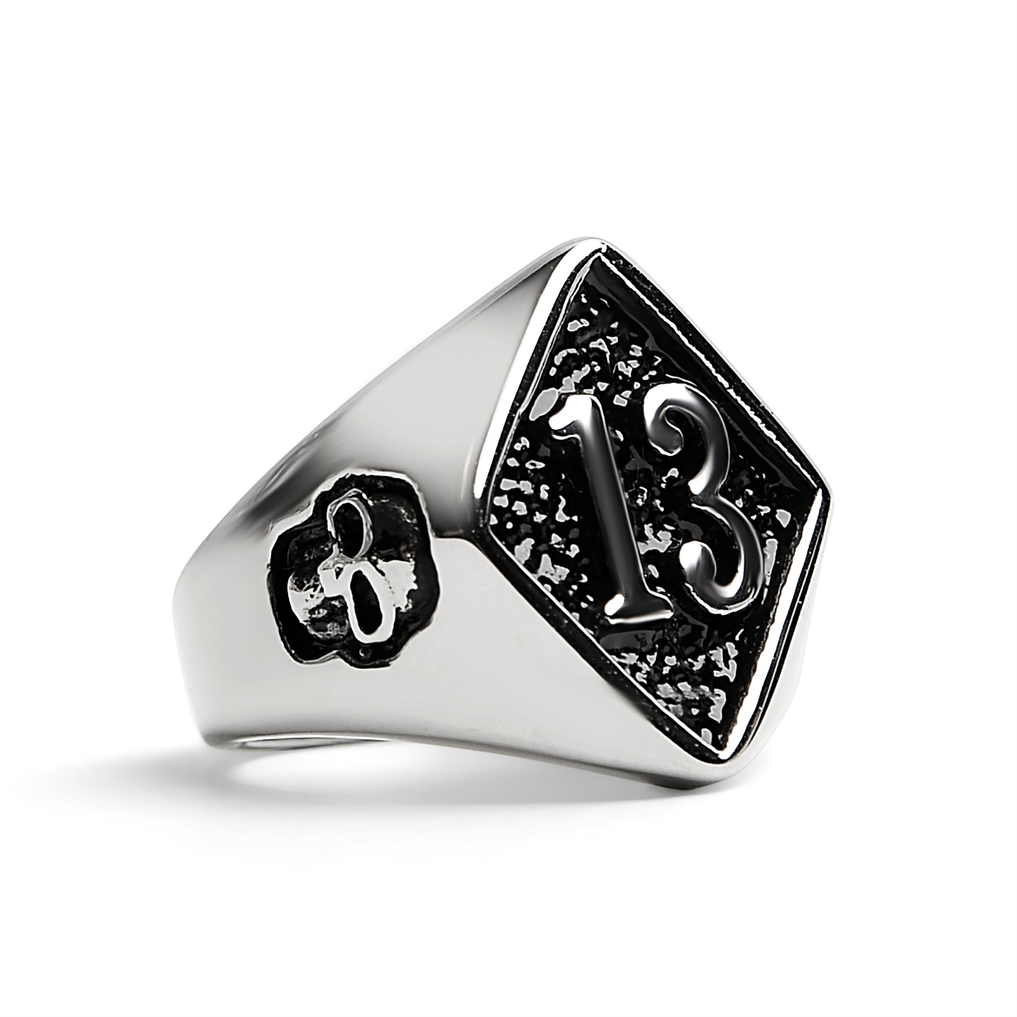 Acier inoxydable "13" et bague chevalière crânes/SCR3043