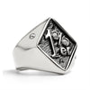 Stainless Steel "1%er" with CZ Accents Signet Ring / SCR3044