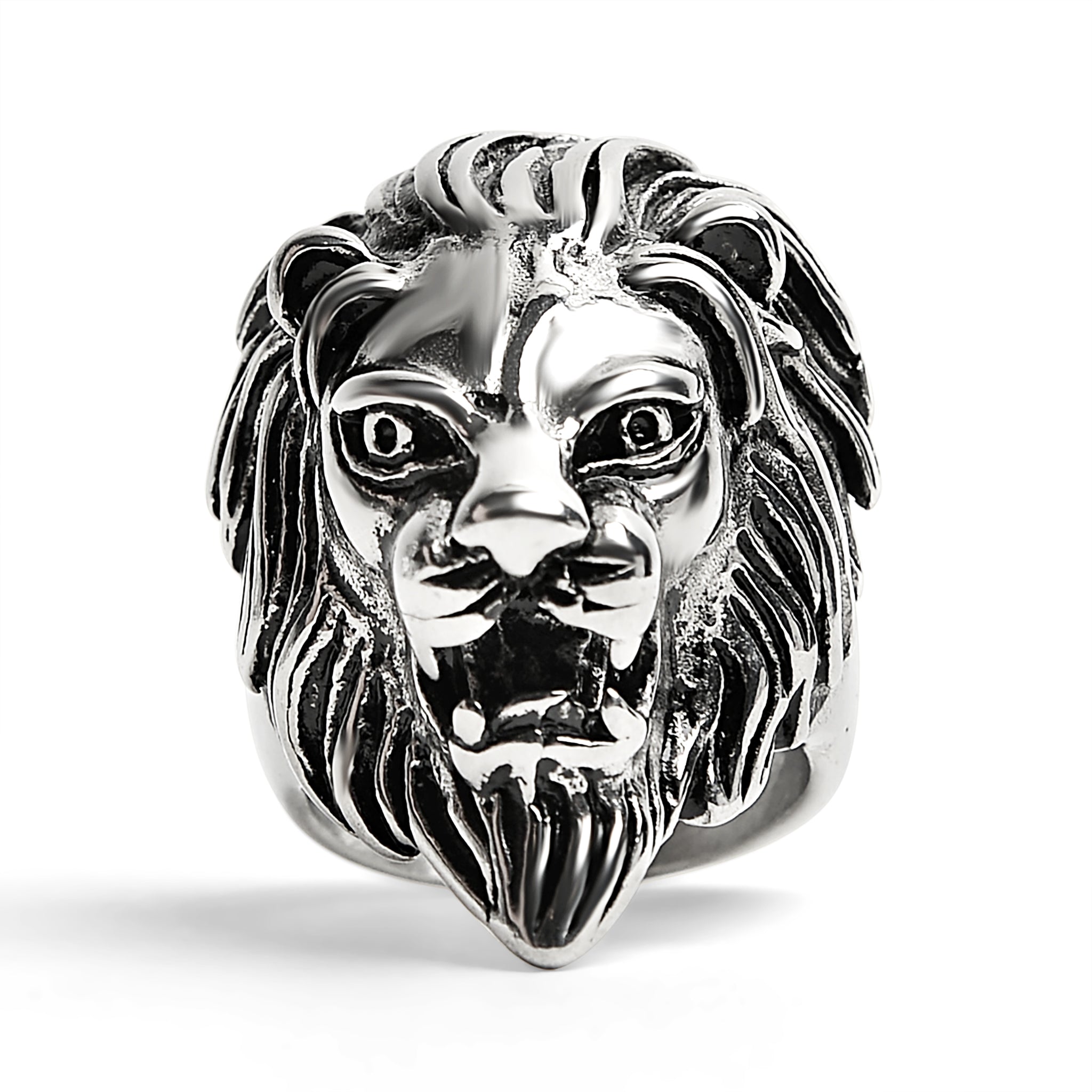 Stainless Steel Roaring Lion Head Ring / SCR3047