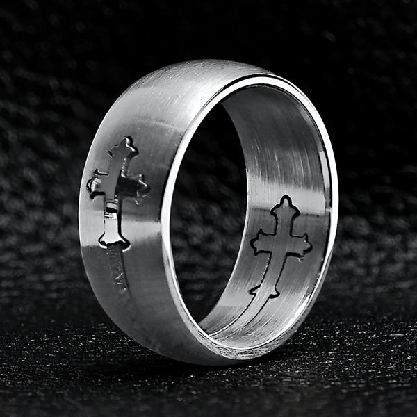Dual Cross Ring Stainless Steel Polished Ring / SCR3060